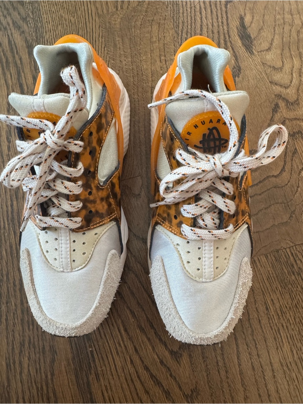 Nike Huarache Women's Orange and Cream Athletic Sneakers